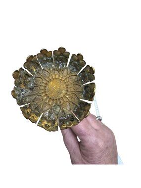 Vintage Brass Floral Hat Pin Large Flower Art Nouveau Deco Intricate Details 10"